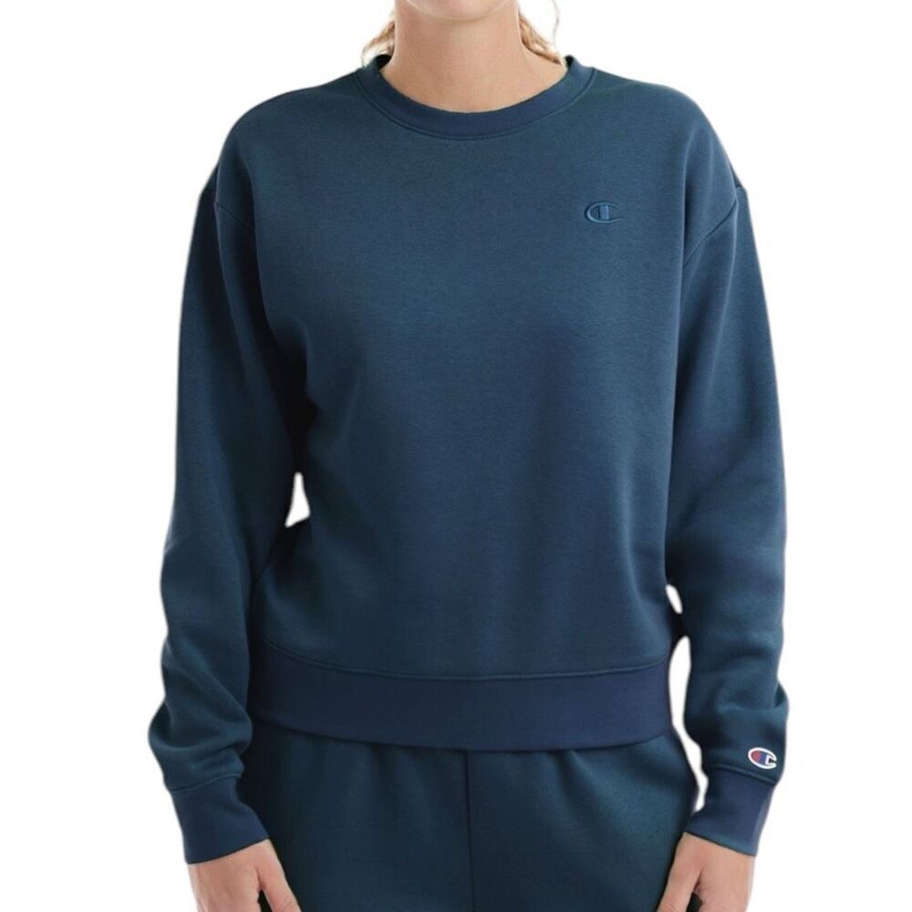 Champion Women's Fleece Sweatshirt Metallic Teal Size XS
